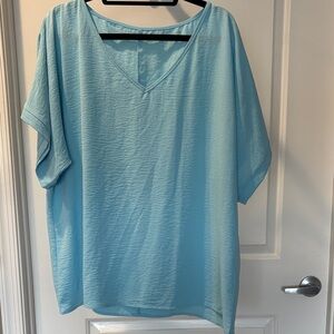 Light Blue V-Neck Women's Top